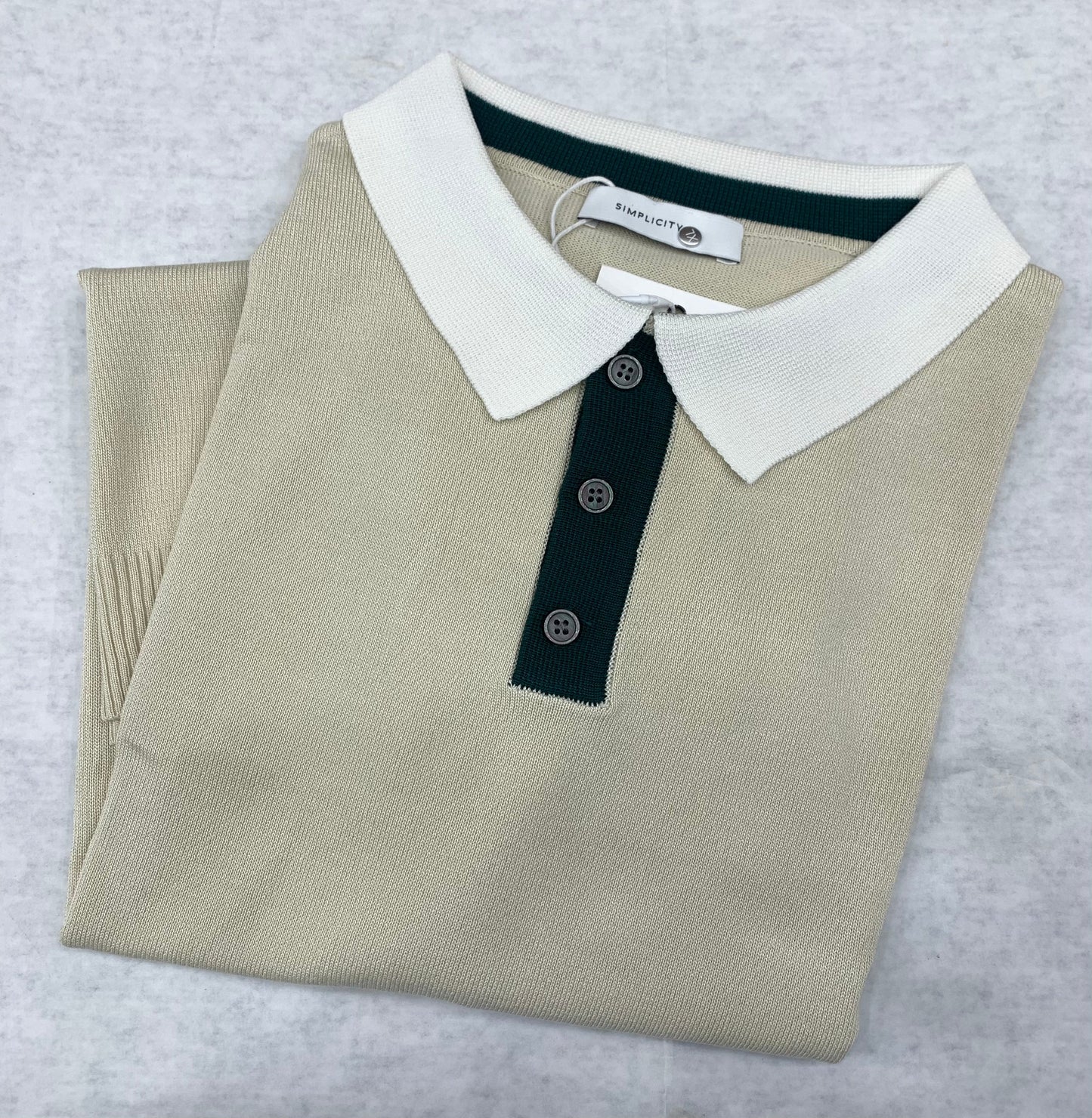 Simplicity Cream Green Colour Roman Jersey Moisture Wicking Quick Collar Tshirt 1105055