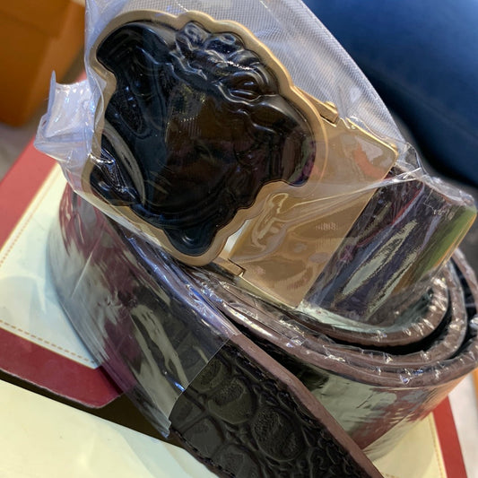 Rev Brown Colour Black Gold Rev Logo Buckle Men’s Belts 12051