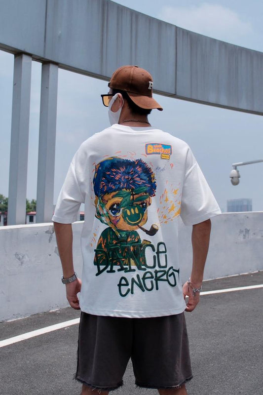Dance Energy White Colour With Front Back Embroidery Premium Quality Tshirt 1728