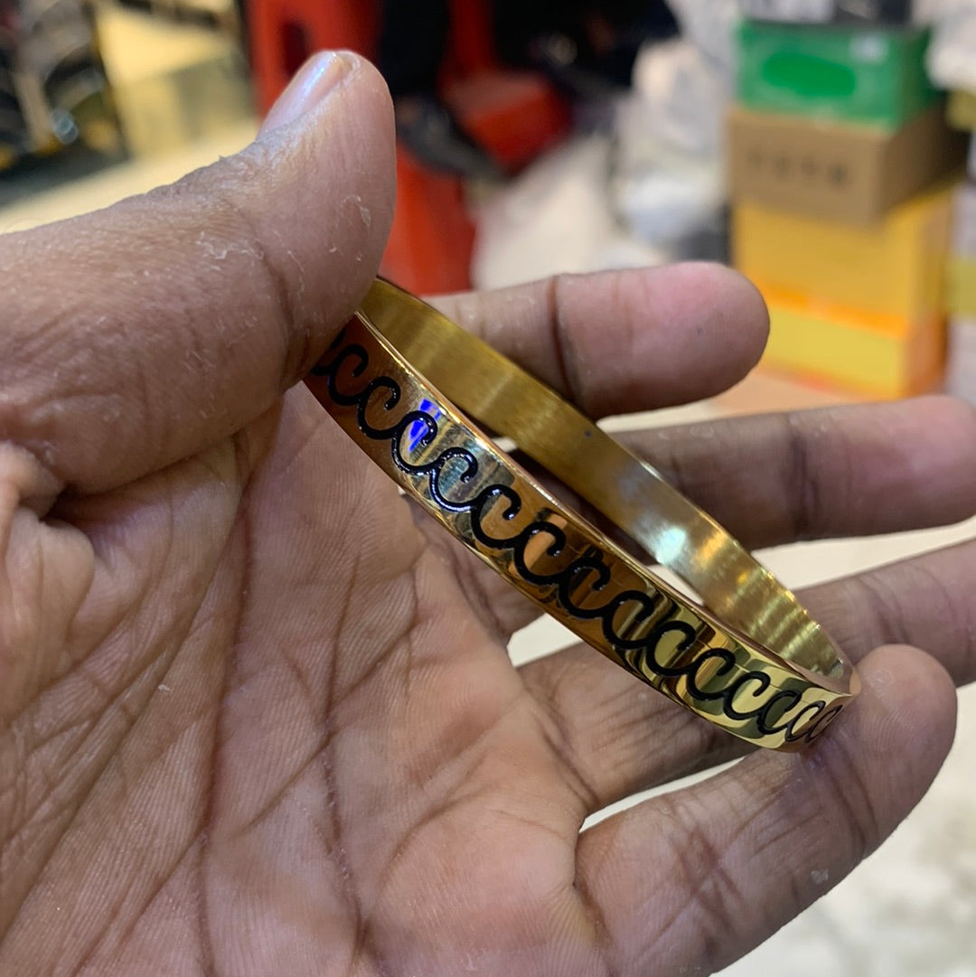 Gold Color with black Desi Premium Quality Kada Bracelet 502404