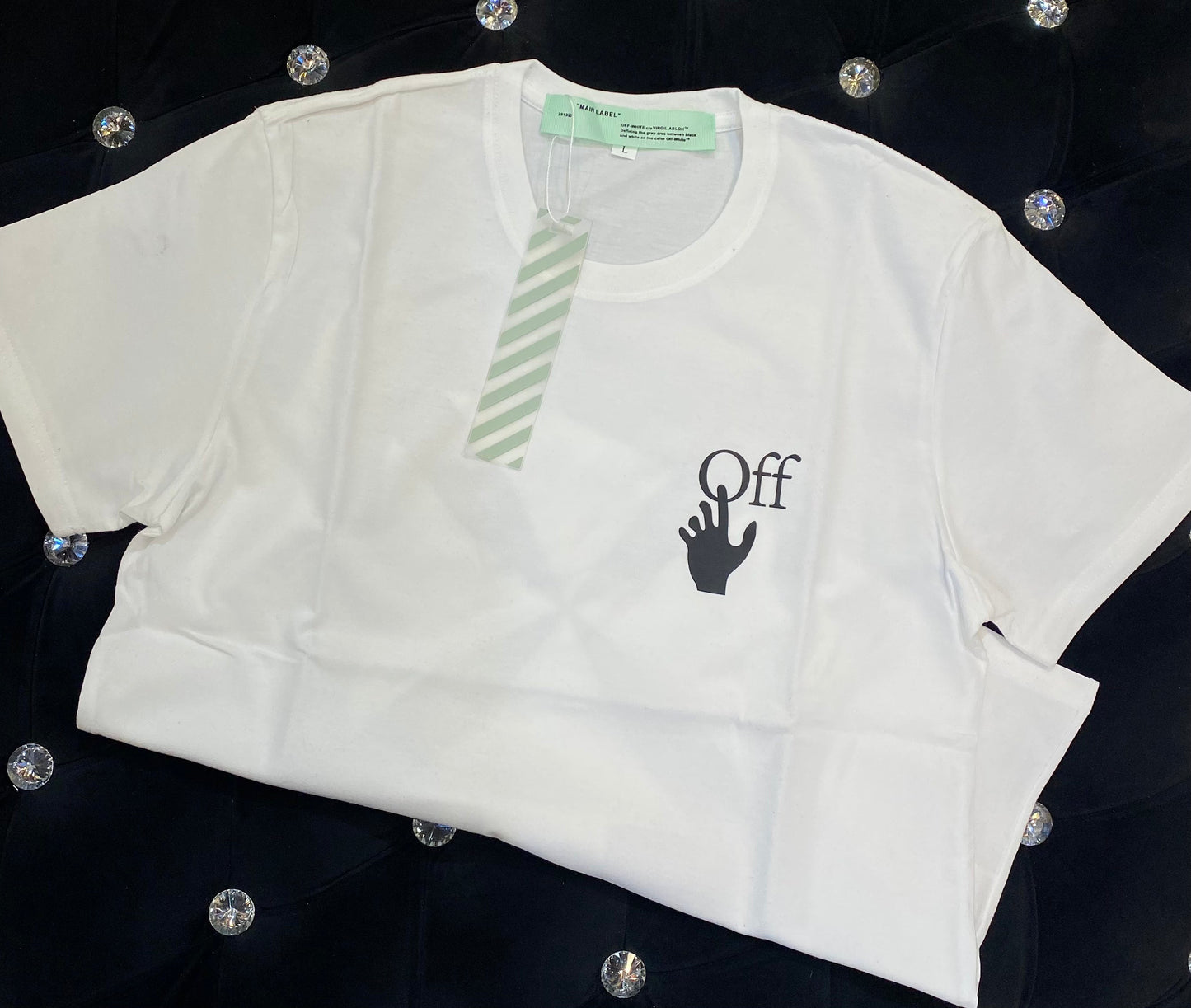 IAM FFO OFF White Colour With OFF Black Colour Print And Back Print  Lycra Cotton Fabric TShirt 781408
