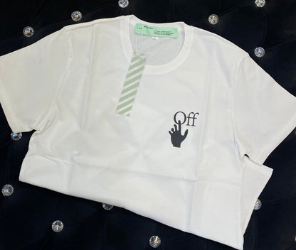 IAM FFO OFF White Colour With OFF Black Colour Print And Back Print  Lycra Cotton Fabric TShirt 781408