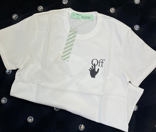 IAM FFO OFF White Colour With OFF Black Colour Print And Back Print  Lycra Cotton Fabric TShirt 781408