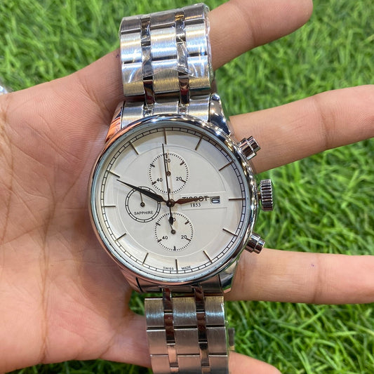 Sit Silver Chain White Dial Chrono Working Men’s Watch