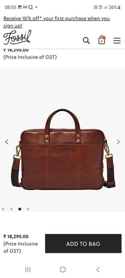 SOF FOS Genuine Leather Premium Quality Unisex Laptop Bag 77002