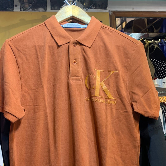 KC Rust Colour KC Print Half Sleeves Collar TShirt