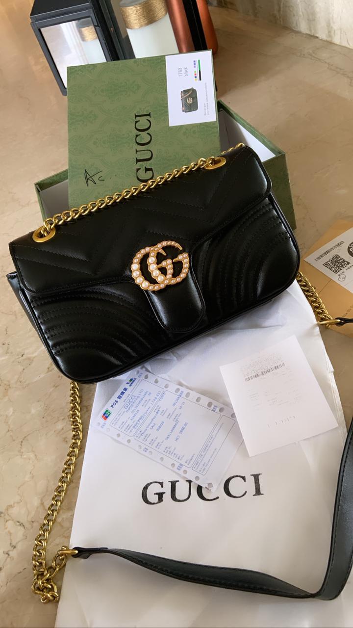 Cug Dc CUG Black Colour With G Diamond Logo Small High Quality Leather Bag La ...