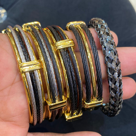 Black Gold Silver Unisex Kada (Bracelet) for men 130006