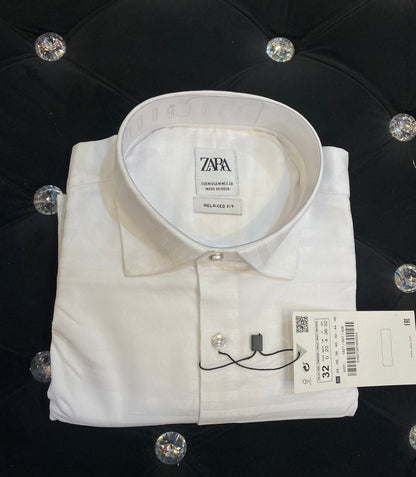 Zr Raz White Colour With White Line Plain Full Relaxed Fit Sleeve Shirt 406321