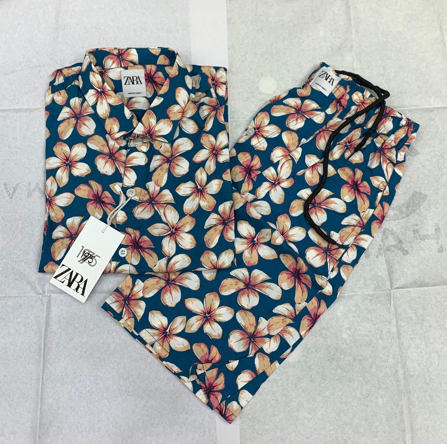 ZR RAZ Blue Colour With Pink Floral Print Important Shirt With Shorts Coord Set 50239