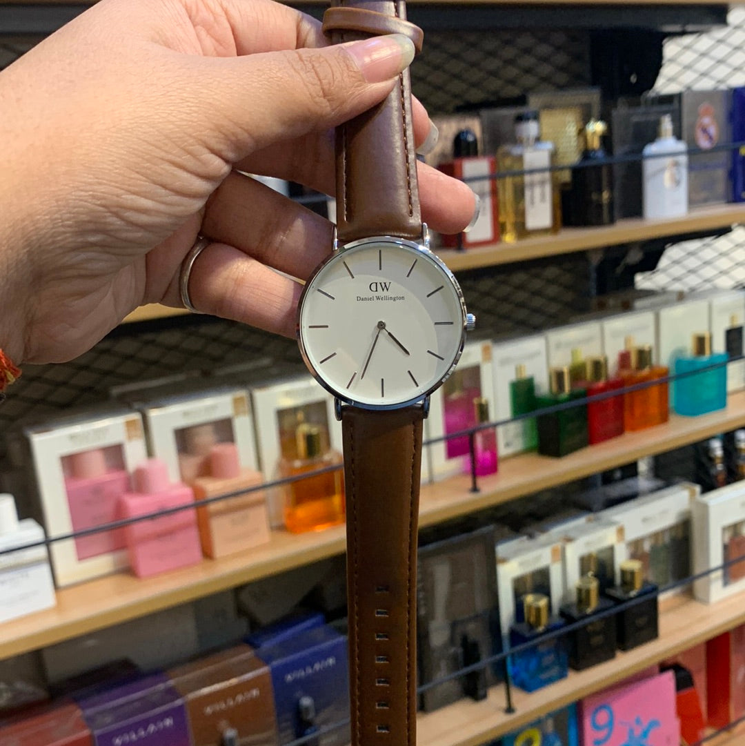 WD Brown Strap White Dial Men Watch 400552