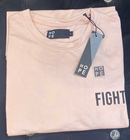 Hope Peach Colour With Fighter Back Print Drop Shoulder TShirt 108595
