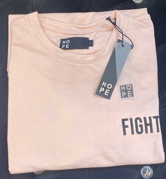 Hope Peach Colour With Fighter Back Print Drop Shoulder TShirt 108595