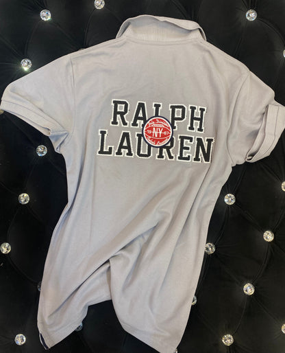 LOP LAR Grey Colour With Black R Logo Half Sleeves Back Print Cotton TShirt 196703