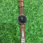 Wd Brown Strap Black Dial Silver Ring Man Watch