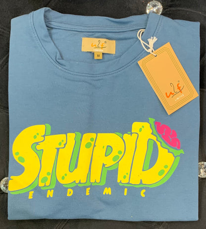 UF Limited Blue Colour With Stupid Back Print Drop Shoulder TShirt 108609