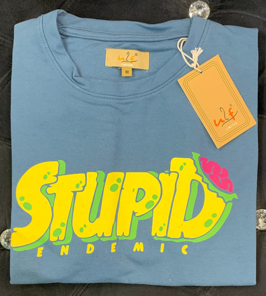UF Limited Blue Colour With Stupid Back Print Drop Shoulder TShirt 108609