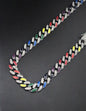 Multi-color Drip Oil Round Cuban Link Chain 502345