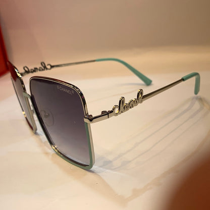 AHC Teal Sliver Frame Black Shade With Print Unisex Sunglass