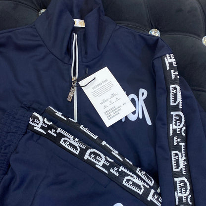 Navy Blue Colour OID With Logo Text Sleeve Tracksuit Combo 9137