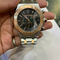 Dua Silver Copper Chain Black Dial Chrono Working Men Watch