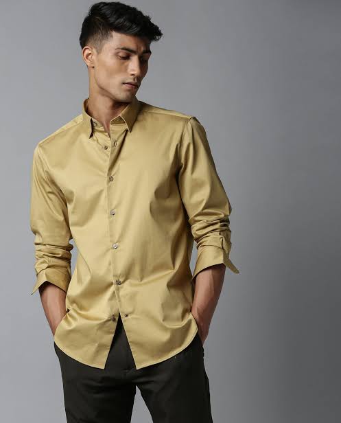 Beige Khakhi Golden ZR Solid Formal Saturn Shirt Pol Lop US SU Lycra Cotton Men’s Wear Shirt 110091