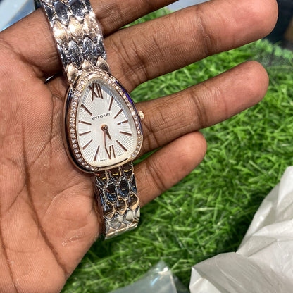 LVB Sliver Cooper Chain White Dial With Diamond Stud Ladies Watch 402009