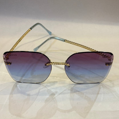 CUG Frameless Golden Stick Purple Blue Shade Sunglass 68122 61 17-145