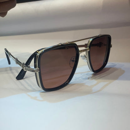 LAB Sliver Frame Brown Shade Unisex Branded Sunglasses H5592 C4 57 15-140