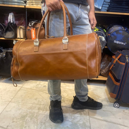 Tan Colour Genuine Leather Heavy Quality Duffle Bag 5208