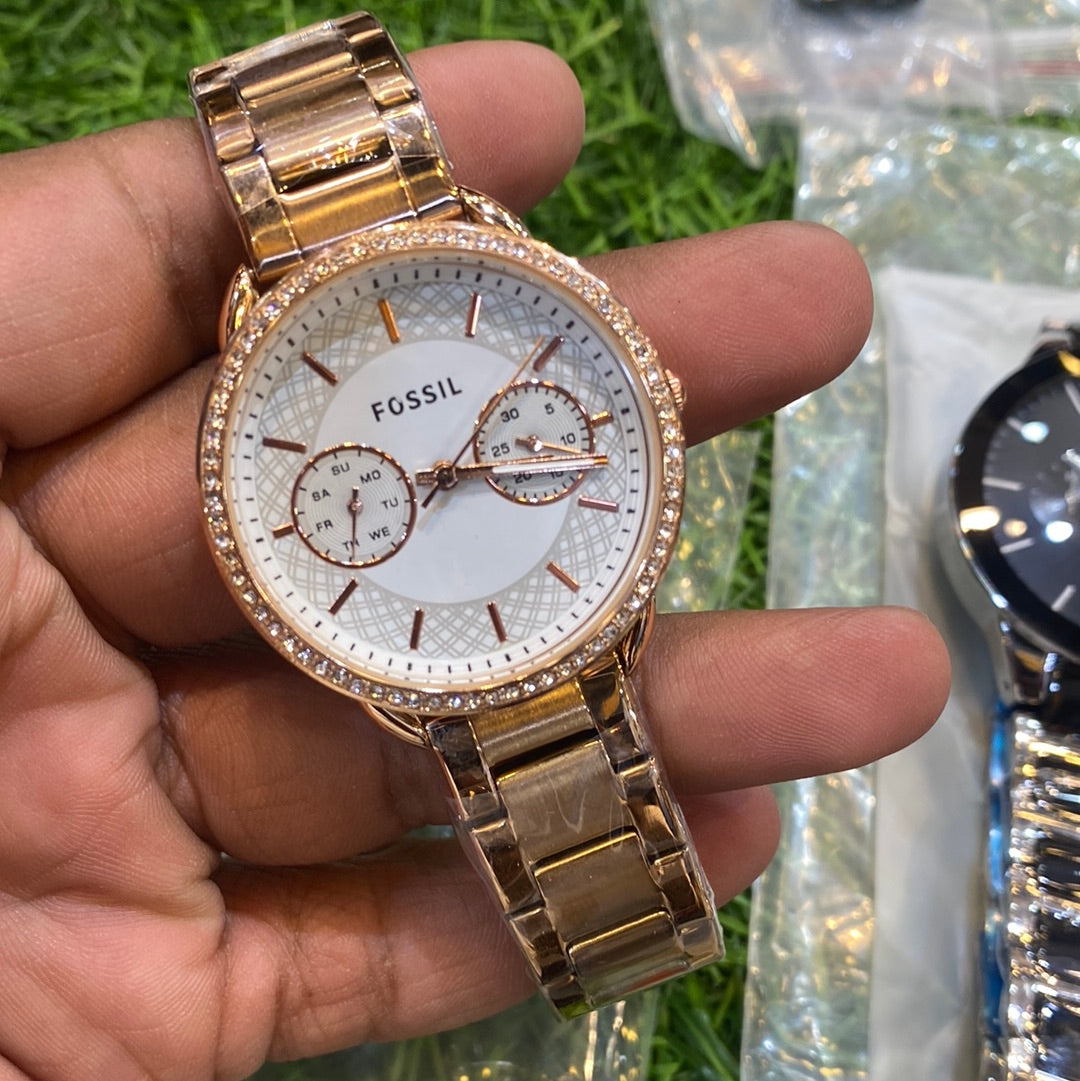 Copper Chain White Dial Ladies Watch