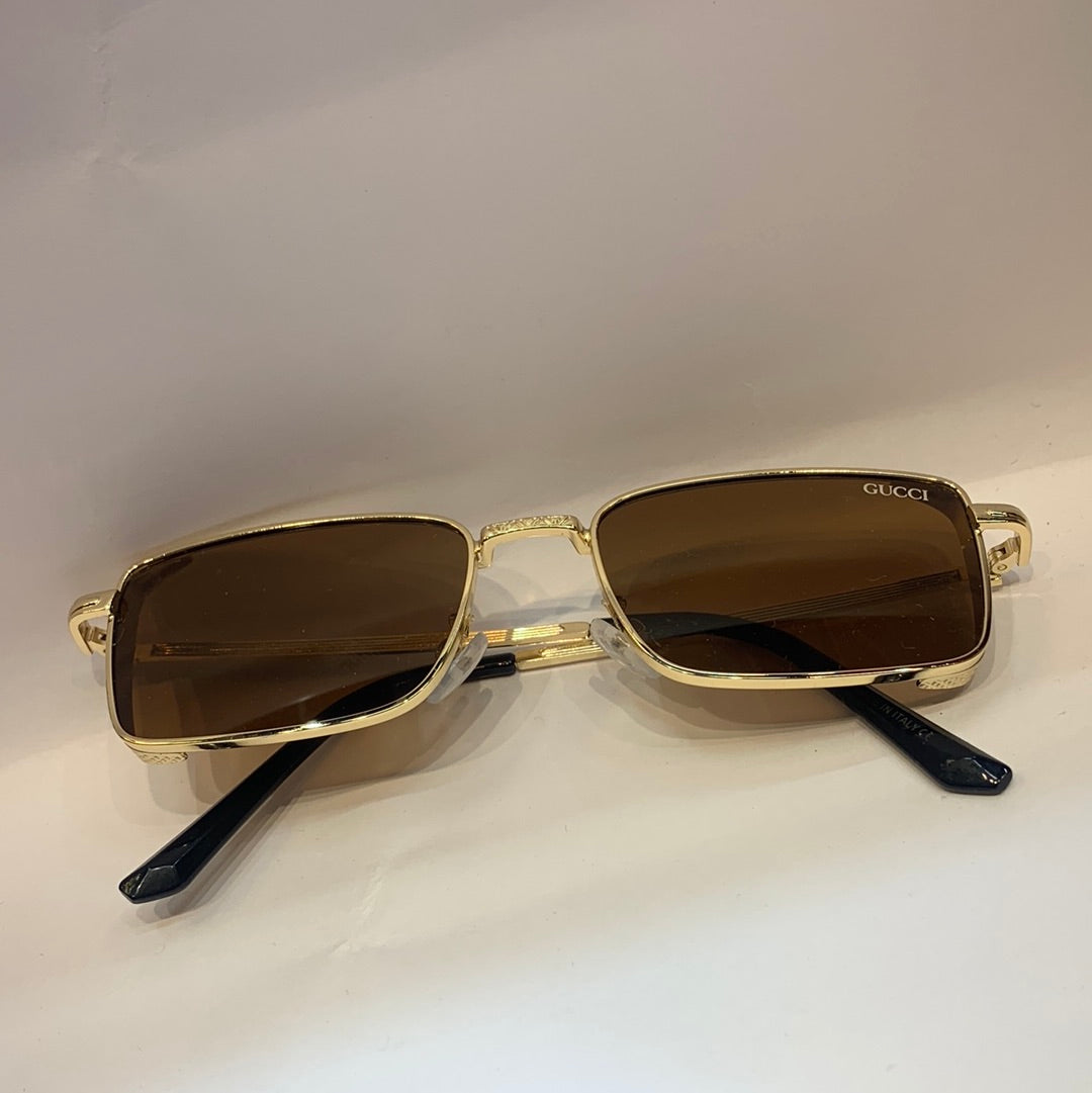 CUG Gold Frame Brown Shade Small Frame Unisex Sunglass 2252