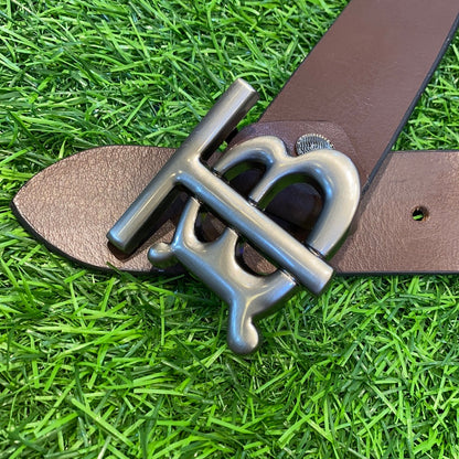 Brown Grey Genuine Leather Belt 900237