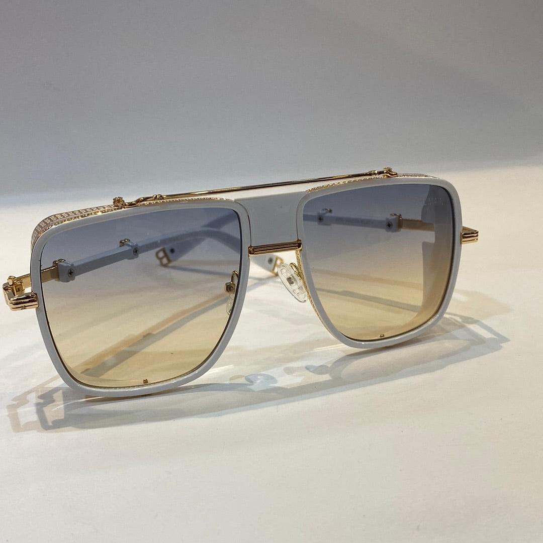 LAB White Gold Frame Blue Yellow Shade Unisex Branded BPS-104C59 Black