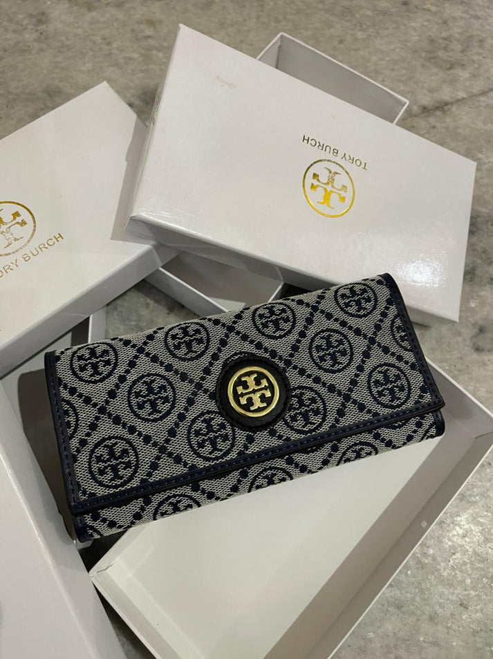 ROT TOR T MONOGRAM JACQUARD APRICOT THREE FOLD WALLET LEATHER  LADIES WALLET