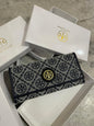 ROT TOR T MONOGRAM JACQUARD APRICOT THREE FOLD WALLET LEATHER  LADIES WALLET