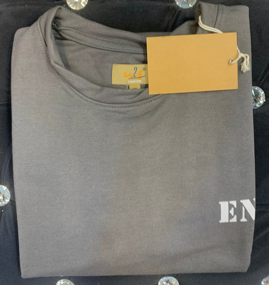 UF Limited Grey Colour With Enemy Back Print Drop Shoulder TShirt 108598