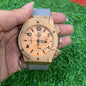 Light Grey Copper Dial Chrono Leather Silicone Strap Watch For Men