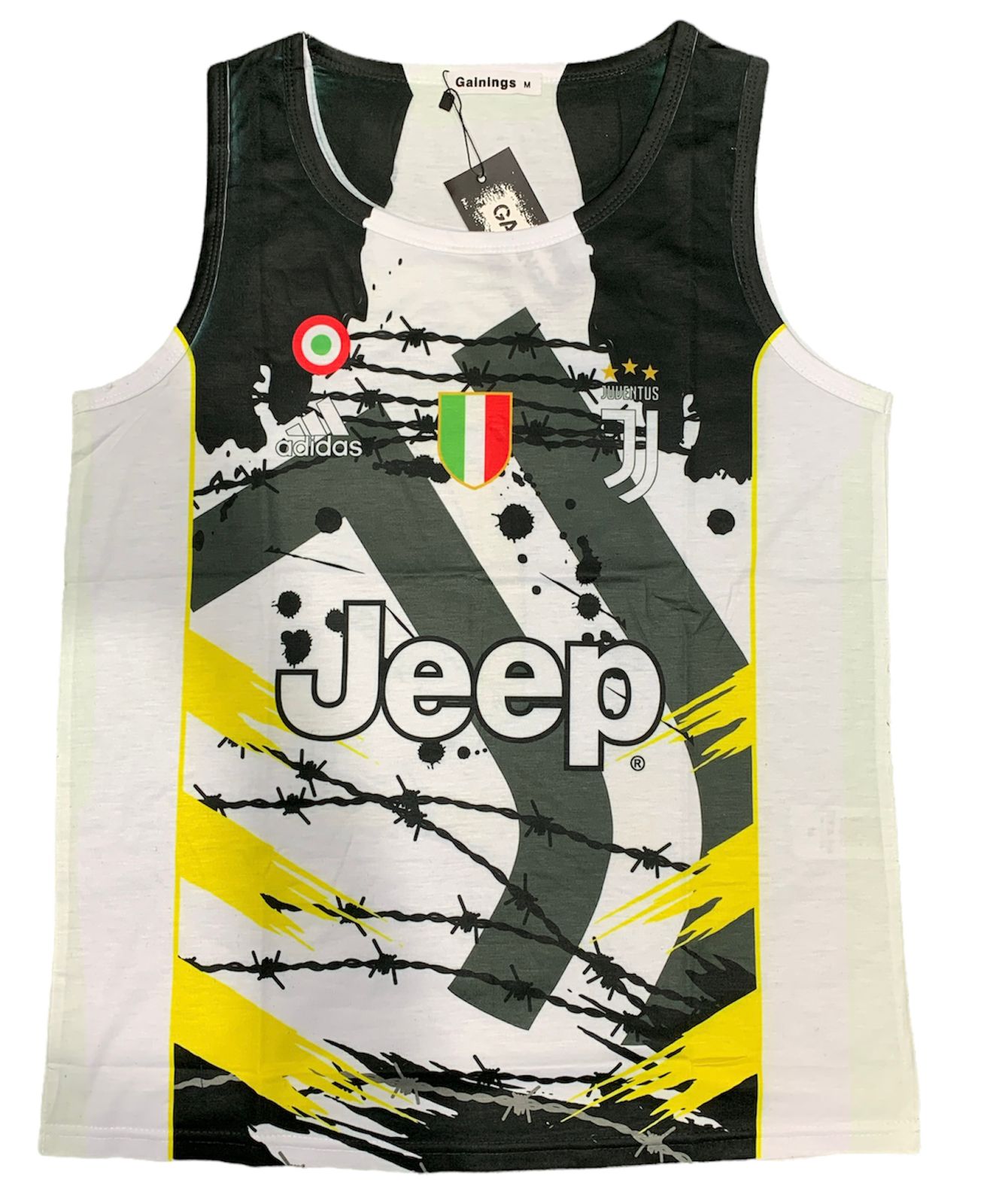 White Yellow Olive Green Gainings Juuentus JJ Jeep Adi Ida Sando Tank  Vest Gym Wear