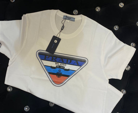 ARP White Colour With ARP Blue Colour Print  Lycra Cotton Fabric TShirt 781480