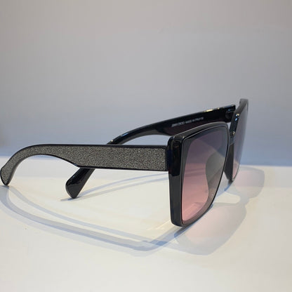 Mij Jim Glossy Black Frame Pink Shade Sunglass W900260 15-147