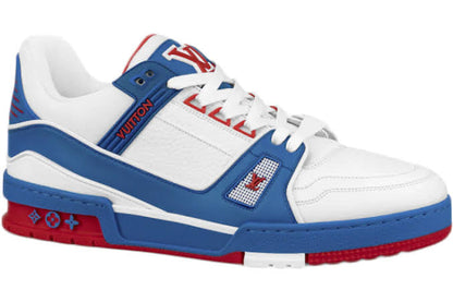 VL LOU UOL Blue White Red Colour with Monogrammed Design Trainer Sneaker Shoes