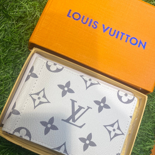 UOL VL White Flower Branded Luxury Italian Leather Money Clipper Wallet Model White Flower 665440
