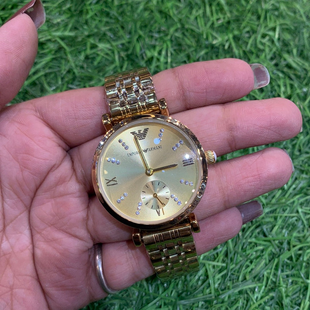 Mra Gold Chain Gold Dial Ladies Watch