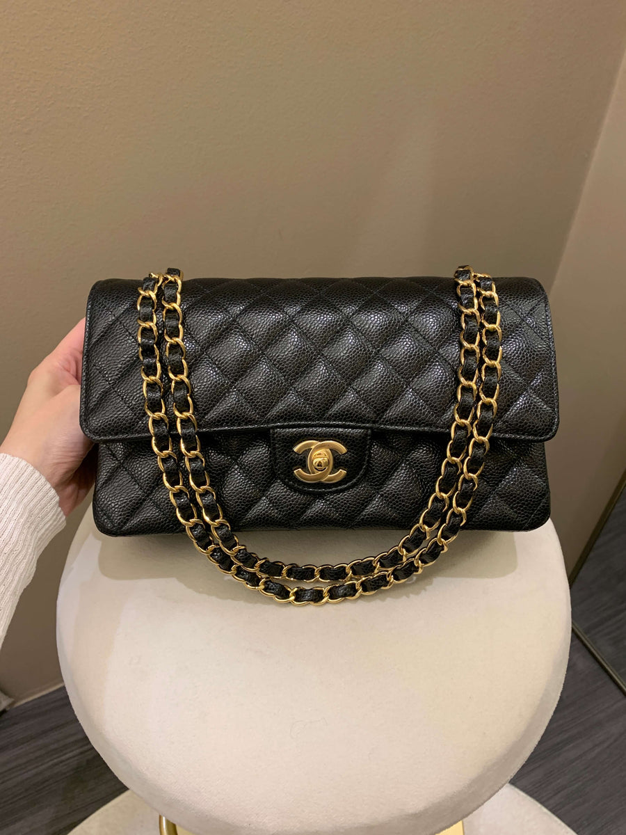 AHC Multi Classic Medium Double Flap Black Caviar