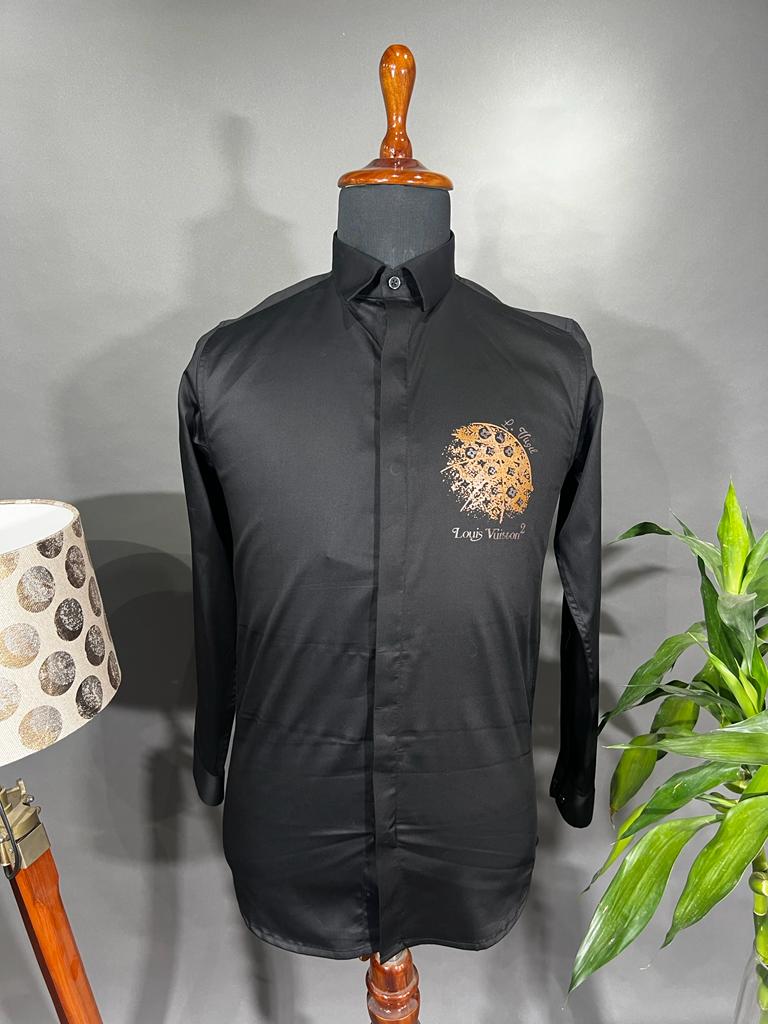 VL UOL LOU White Colour VL Logo Print Design Imported Lycra Cotton Fabric Men’s Shirts 9169