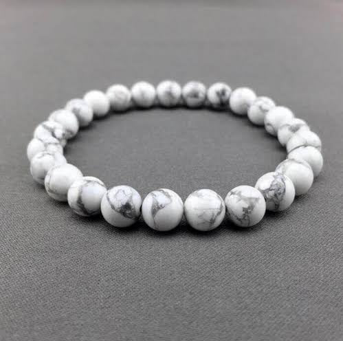 Howlite Beads Stretchable Natural Stone Beads Unisex Bracelet