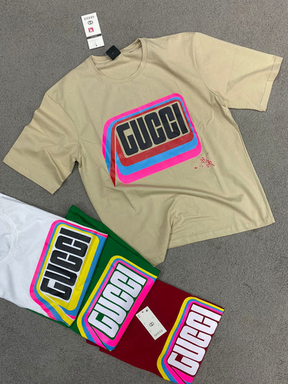CUG Green Colour With Cug Print Lycra Fabric Drop Shoulder TShirt 194102