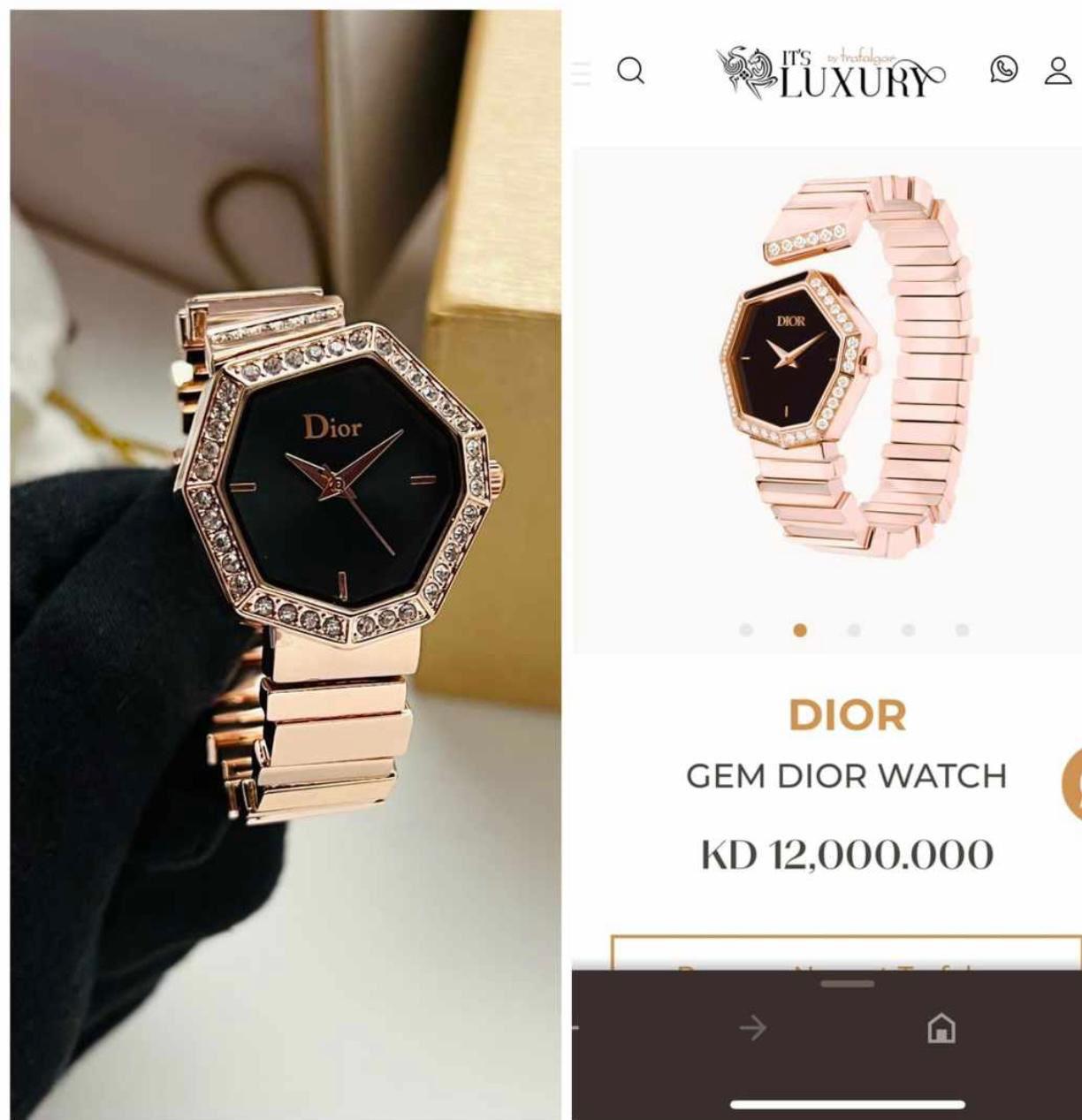 Oid Copper Chain Diamond Black Dial ladies Watch