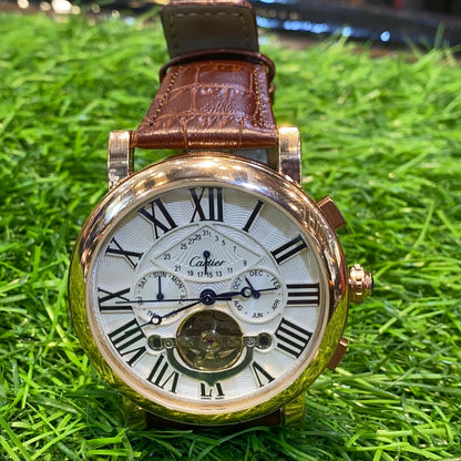 Brown Strap White dial 400351